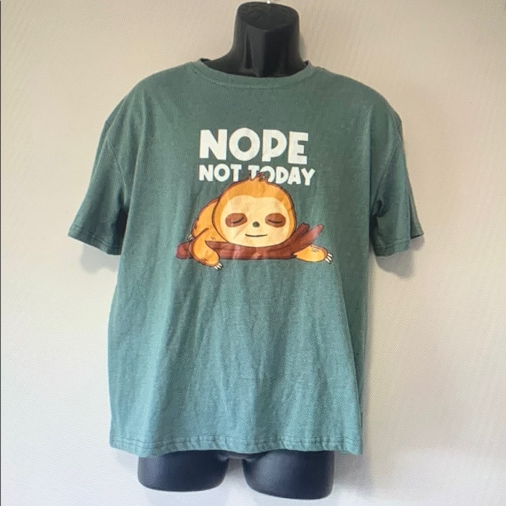 Green Graphic Tee with Sloth Design